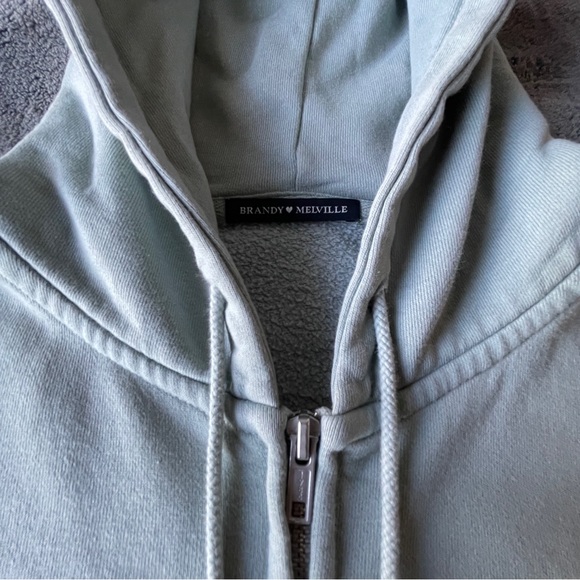 Brandy Melville Crystal Crop Hoodie O/S Green - Picture 6 of 8